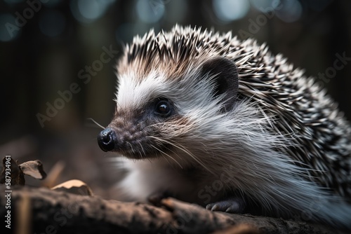 A curious and playful hedgehog exploring its surroundings - This hedgehog is exploring its surroundings, showing off its curious and playful nature. Generative AI © create