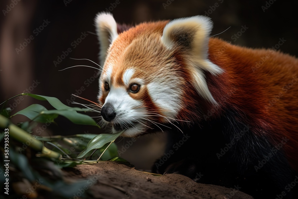 A curious and playful Red Panda eating bamboo - This Red Panda is eating bamboo, showing off its curious and playful nature. Generative AI A curious and playful Red Panda eating bamboo - This Red Panda is eating bamboo, showing off its curious and playful nature. Generative AI