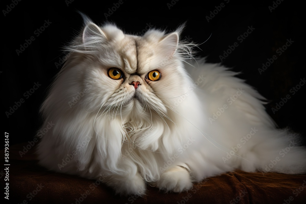 A regal and majestic Persian cat with its long hair flowing. Generative AI A regal and majestic Persian cat with its long hair flowing. Generative AI