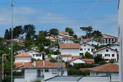 Wallpaper Mural Saint-Jean de Luz, France - July 8th, 2023: The facades of the building of Saint-Jean de Luz in the french basque country. Torontodigital.ca