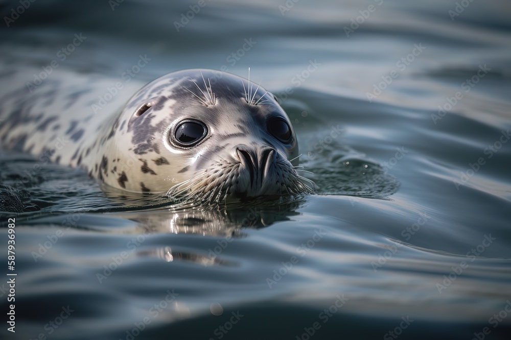 Fototapeta premium A sleek and graceful Grey Seal swimming in the ocean, showing off its sleek and graceful nature. Generative AI