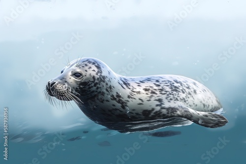 A sleek and graceful Grey Seal swimming in the ocean, showing off its sleek and graceful nature. Generative AI