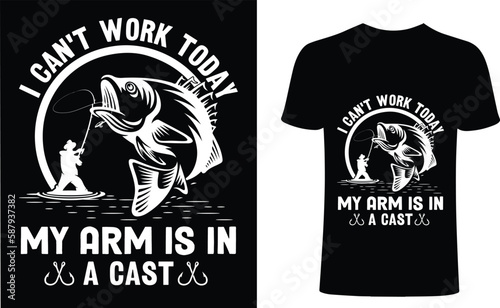 Fishing t-shirt design. Fish t-shirt design. I can not work today typography t shirt design. pond t shirt designs, fishing element t shirts, Print for posters, clothes, advertising.