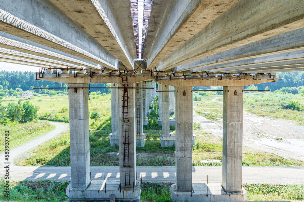 Supports of the Big Reinforced Concrete Bridge Under Construction Supports of the Big Reinforced Concrete Bridge Under Construction