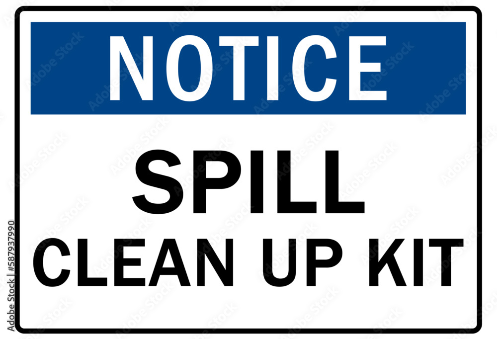 Pesticide chemical hazard sign and labels spill clean up kit