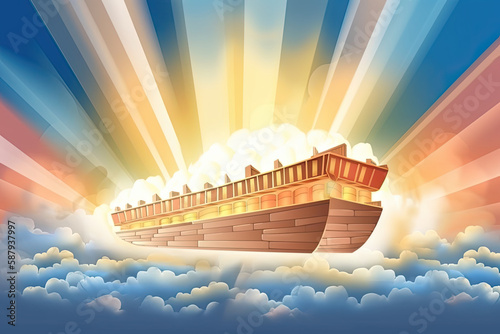Noah's Ark illustration rainbow, generative AI, generative, AI