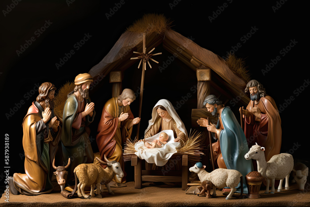 Jesus Nativity Scene, generative AI, generative, AI