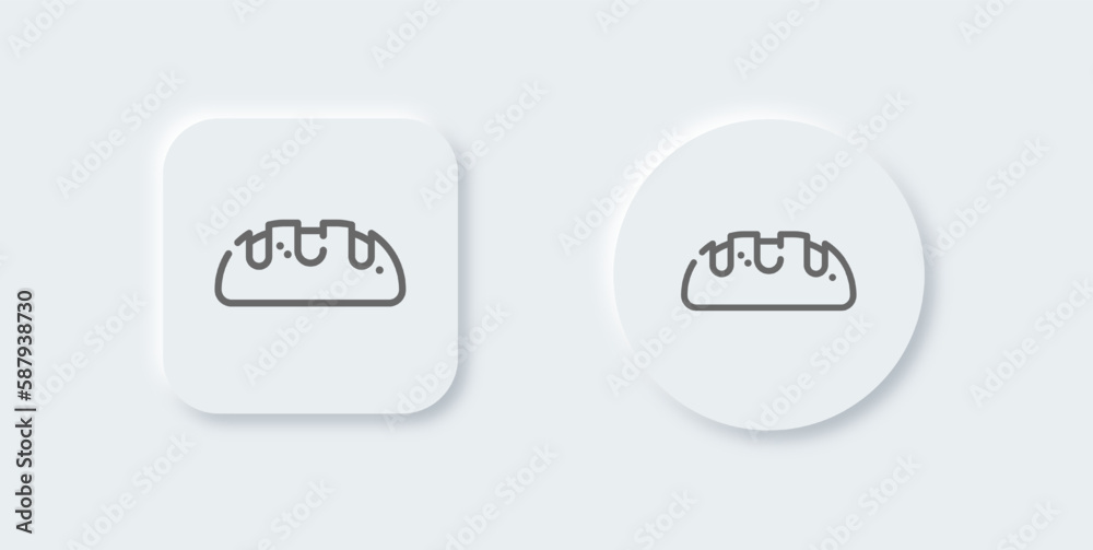 Bread line icon in neomorphic design style. Toast signs vector illustration. Bread line icon in neomorphic design style. Toast signs vector illustration.