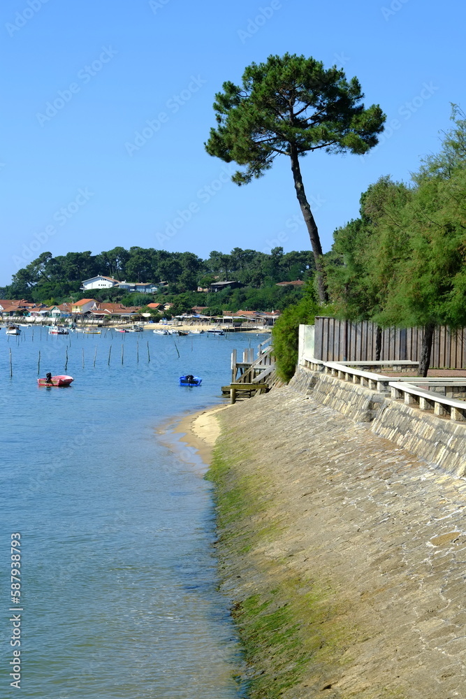 The shore of the Arcachon lake view from le Canon village.