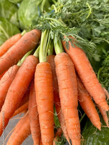 bunch of fresh ripe carrots