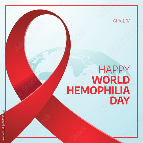 World Bleeding Disorders Awareness Day. world hemophilia day. hemophilia awareness day vector illustration. flat illustration heart and red ribbon.