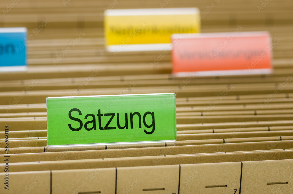 Hängemappen mit der Beschriftung Satzung Hängemappen mit der Beschriftung Satzung