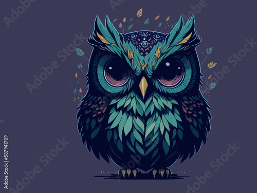 illustration of owl on a branch