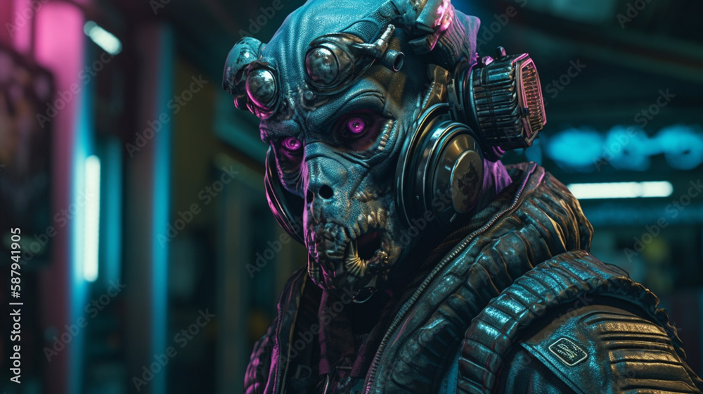 Fototapeta premium A cybernetic monkey Generative AI