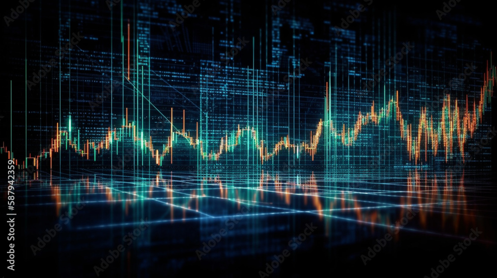 Stock market and trading digital graph Generated AI Stock market and trading digital graph Generated AI