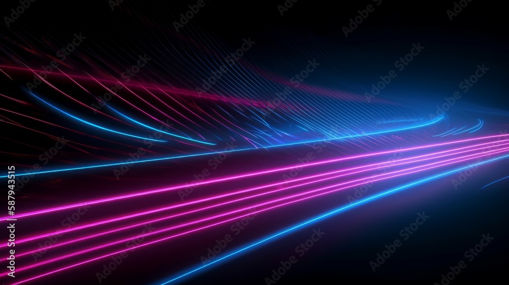 Abstract pink blue neon lines for background. Generative AI