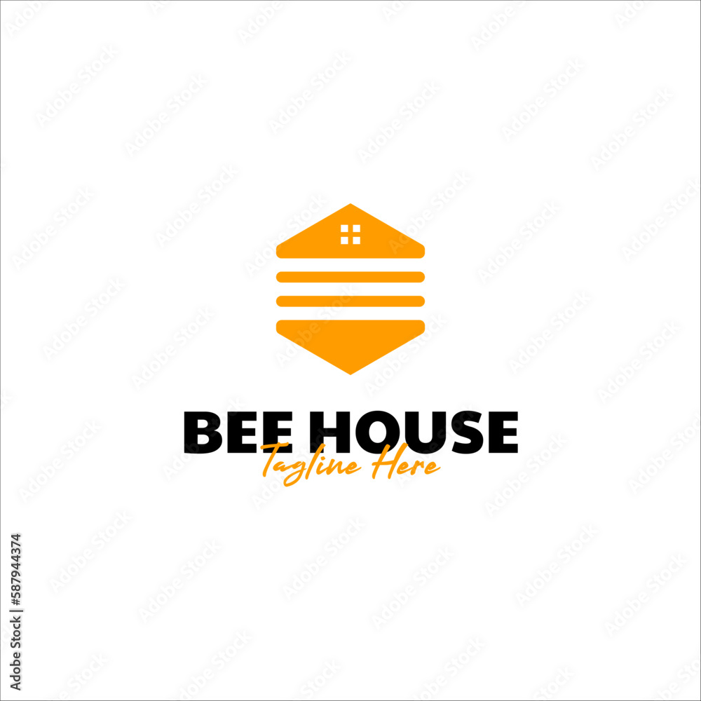 Vector bee house logo design concept illustration idea Vector bee house logo design concept illustration idea