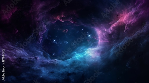 Space background with nebula and stars. Generative AI © Collab Media