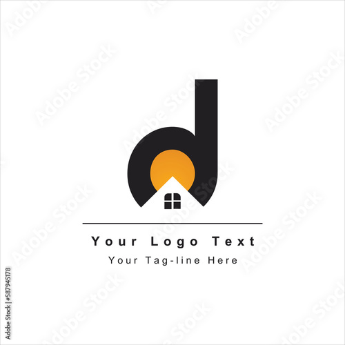 initial D with real estate logo design template