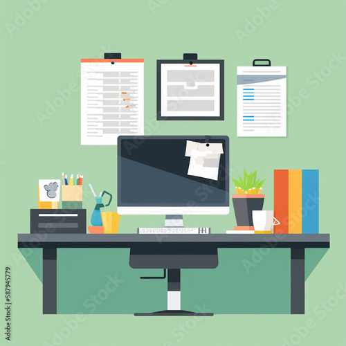 data entry in the office flat vector illustration｜Generative AI