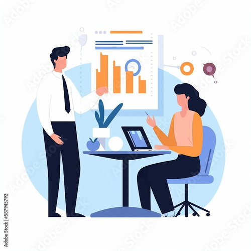 business consulting services flat vector illustration｜Generative AI