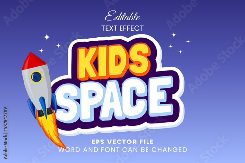 Kids space editable text effect