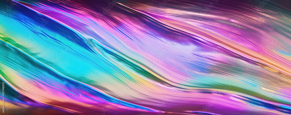 multicolored holographic background with shiny texture in pastel colors. Generative AI illustration