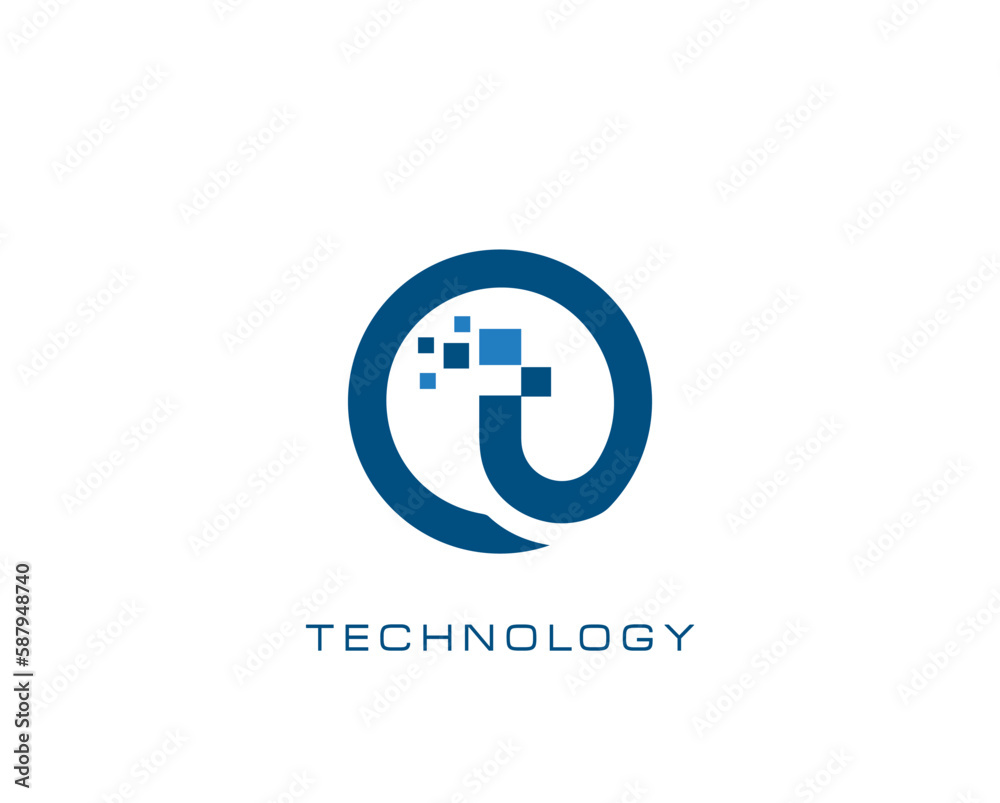 OT letter technology logo design with circle concept illustration.