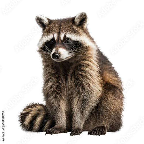 brown raccoon isolarted on white