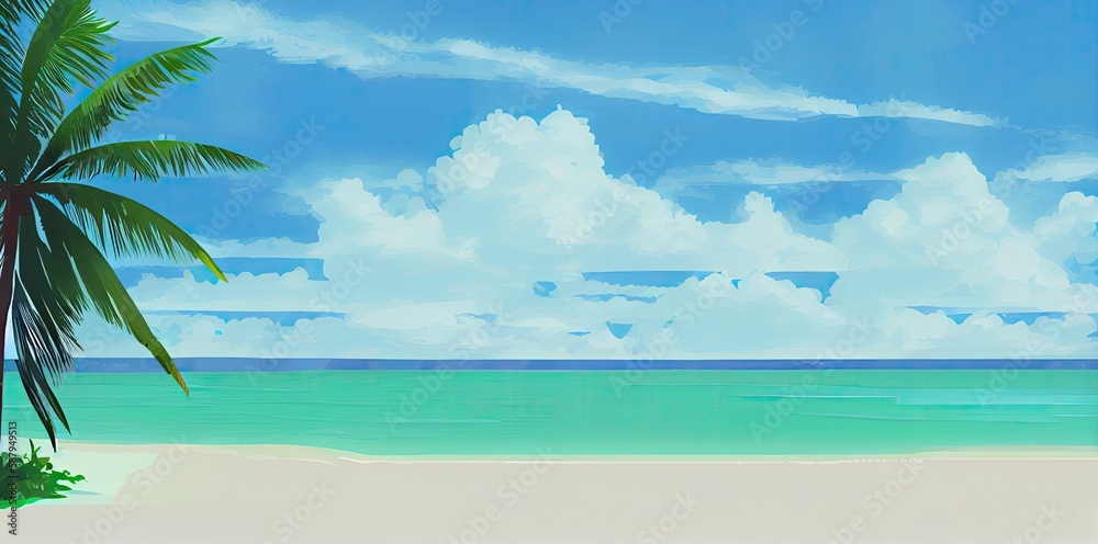 Holiday Beach Resort With White Sand Banner Generative AI