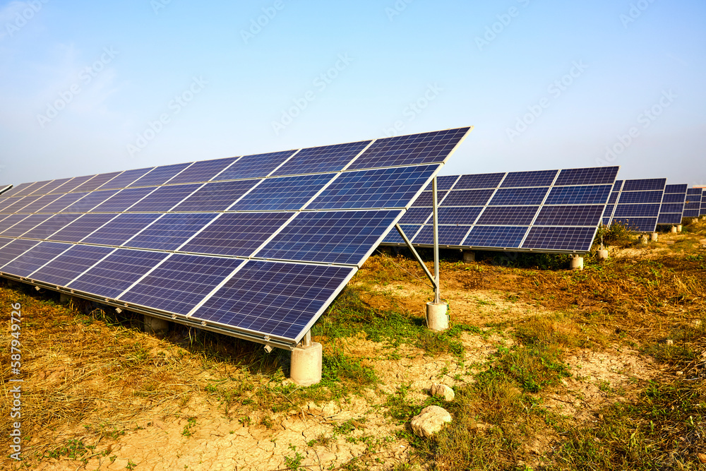 Solar photovoltaic under blue sky and white clouds Solar photovoltaic under blue sky and white clouds