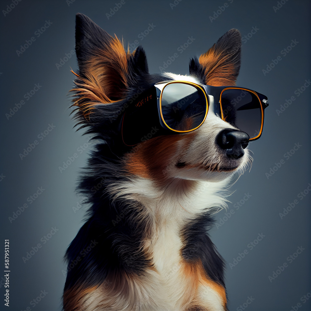 portrait of a dog in sunglasses portrait of a dog in sunglasses
