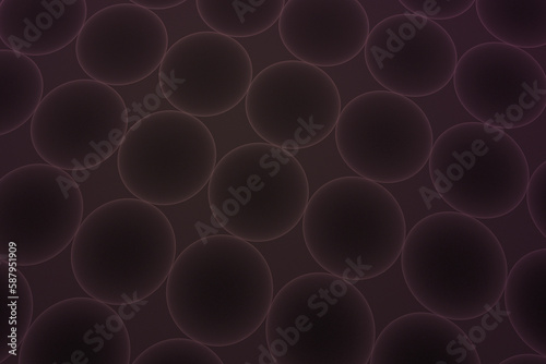 Dark purple pattern of translucent spheres on a black background. Abstract fractal 3D rendering