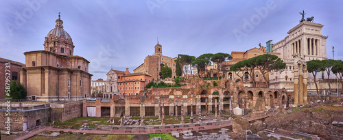 Canvas Print Foro di Cesare (Forum of Caesar), ruins of ancient Rome, Italy