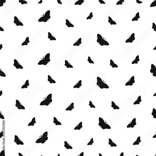  Seamless pattern with butterflies silhouettes.