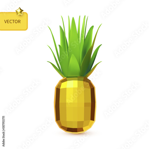 Pineapple. Minimal summer vacation design. Golden fruit.