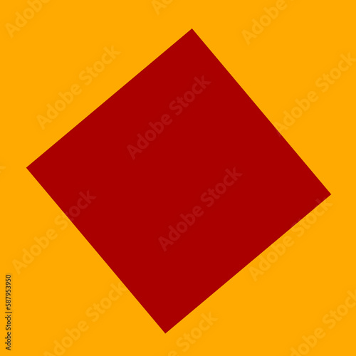 Canvastavla single red square silting and falling slowly onto a plain yellow gold background