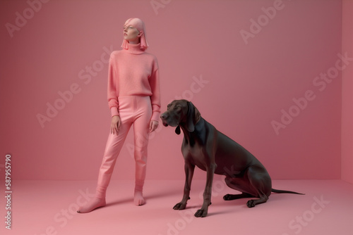 concept dog latex fashion pet animal art funny colourful stylish. Generative AI.