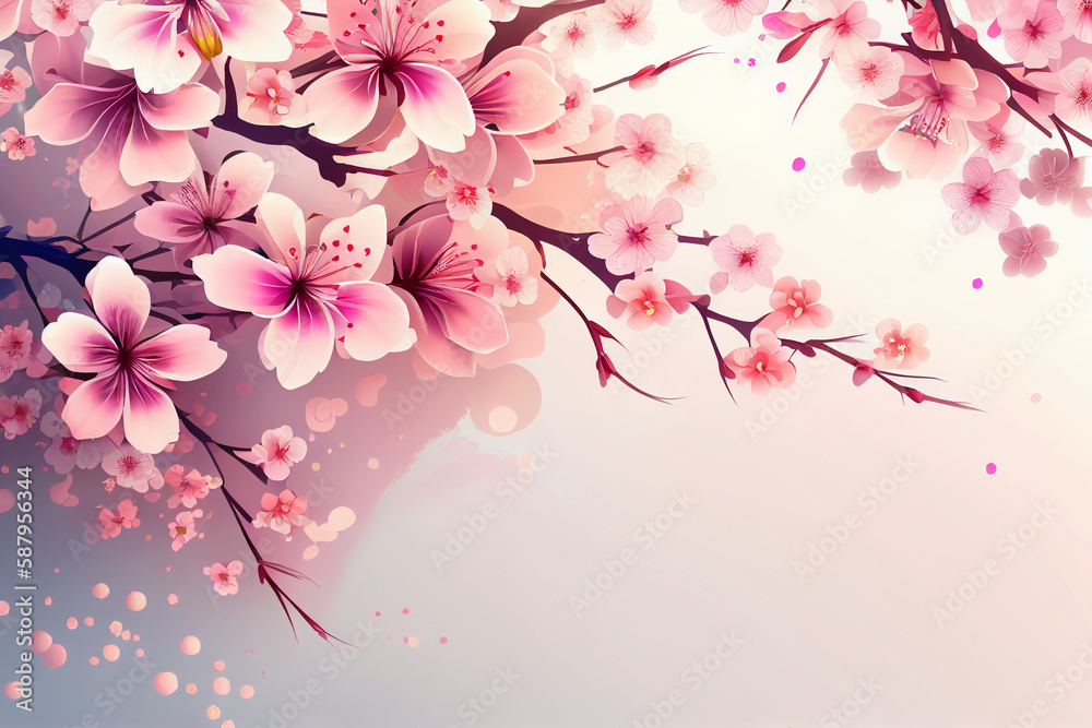 beautiful blooming cherry blossom sakura, minimalistic wallpaper made