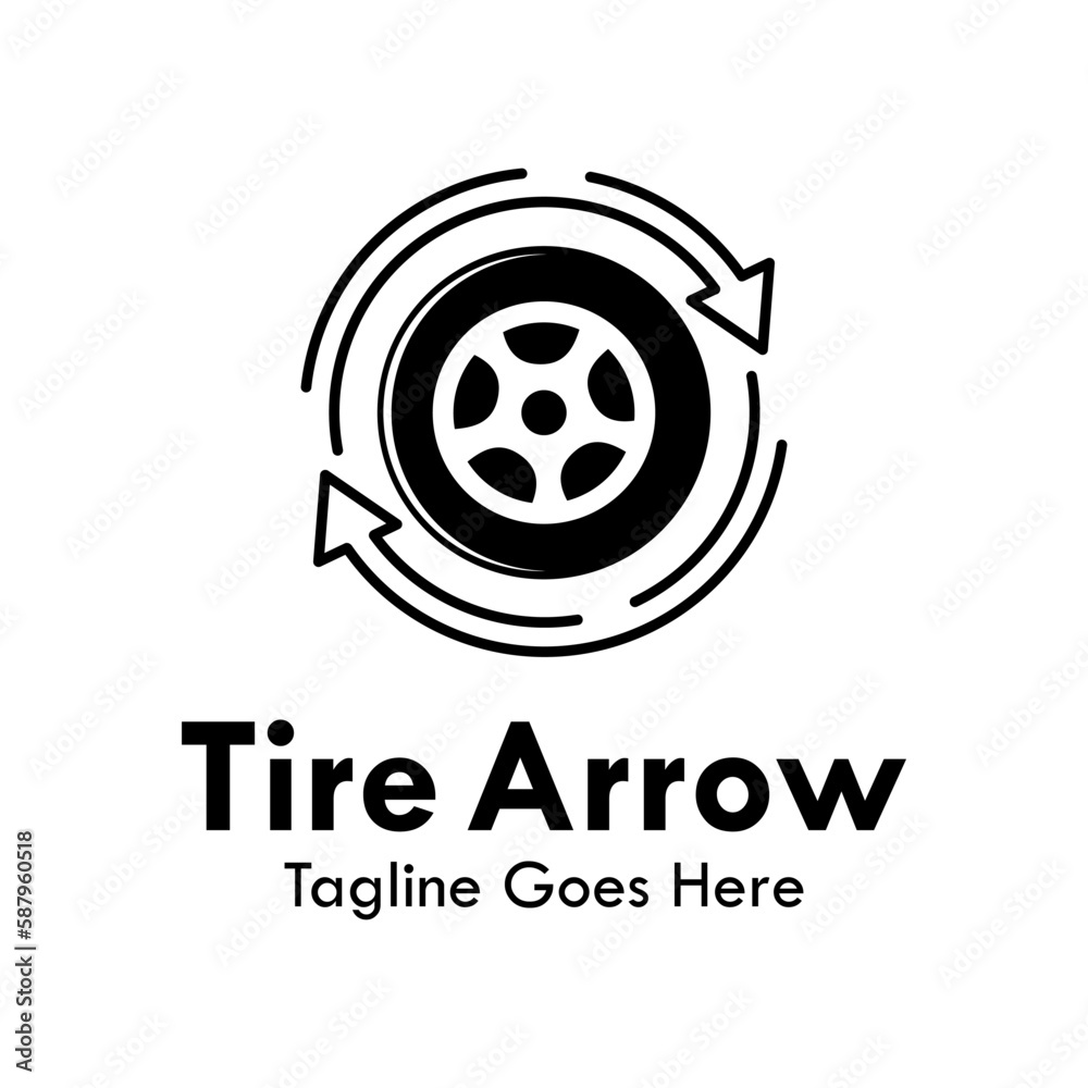 Tire arrow design logo template illustration