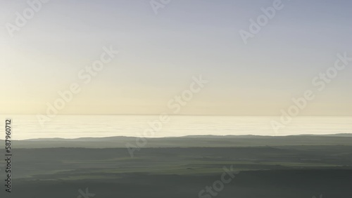 amazing views of a warm and beautiful sunset among a sea of ​​clouds, top of the mountain, warm clouds in the sky, vertical video, 4k