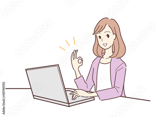 パソコンを操作する女性 OK 