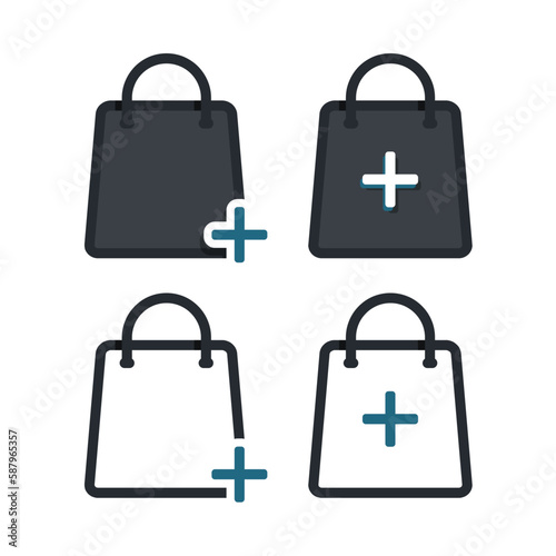 Shopping bag add plus icon. Ilustration vector