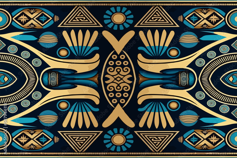 Egyptian geometry pattern old ancient background. Abstract traditional ...
