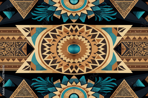 Egyptian geometry pattern old ancient background. Abstract traditional folk antique tribal ethnic graphic line. Ornate elegant luxury vintage retro style. Texture textile fabric ethnic egypt patterns