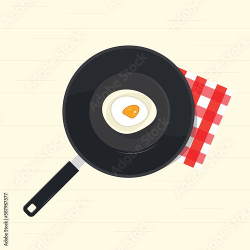 A pan with an egg on it vector illustration