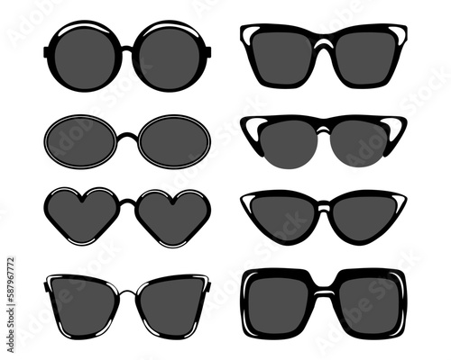 sun glasses black silhouette vector flat element