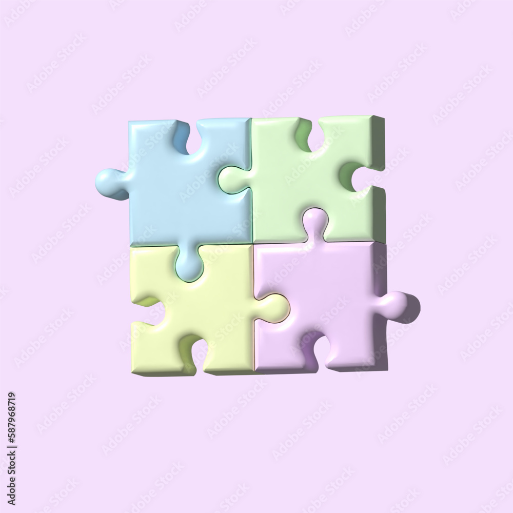 3D puzzle from several colored elements. To express the concept of sympathy, business, ideas, etc 3D puzzle from several colored elements. To express the concept of sympathy, business, ideas, etc