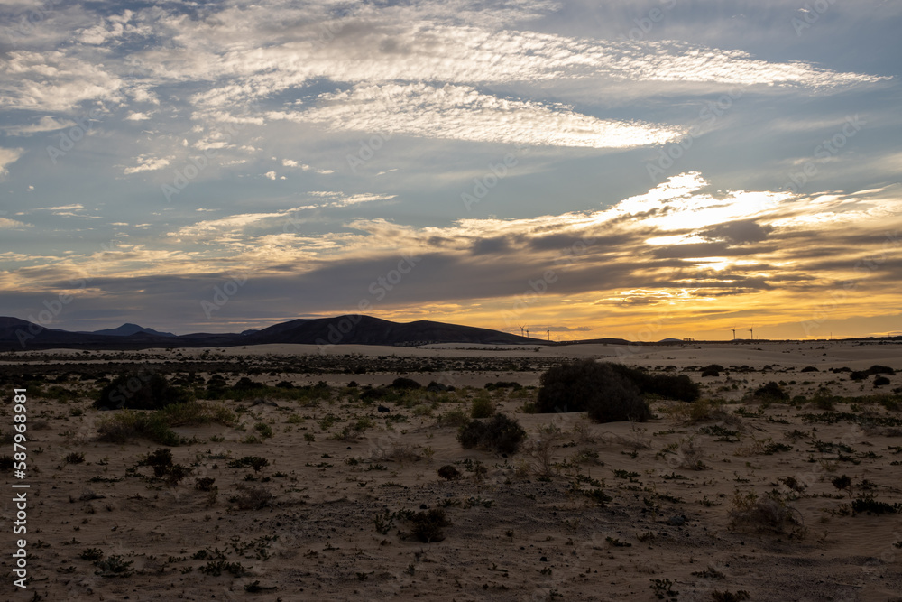 Sunset at the desert, Corralejo, Spain