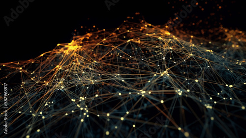 Big data visual information background. Technology futuristic background created with Generative AI technology